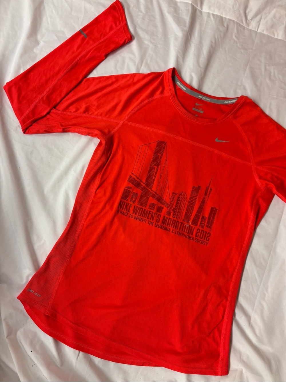 Nike Red Dri-FIT 2012 SF Marathon Long Sleeve Running Shirt | Medium